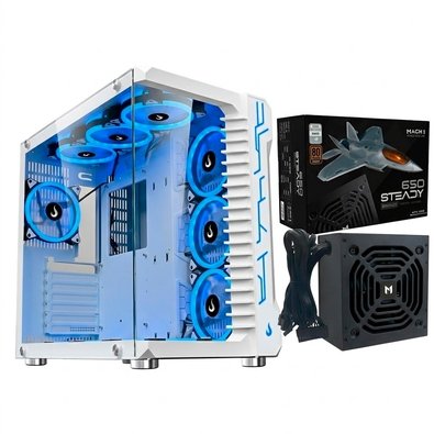 Gabinete Gamer Rise Mode Galaxy Glass, Mid Tower, ATX + Fonte MACH1 Steady, 650W