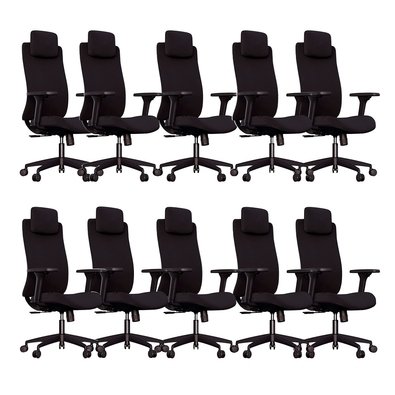 Kit com 10 Cadeiras Office Elements ROI, Até 120kg, Reclinável, Cilindro Classe 4, Nylon, Preto - 71804
