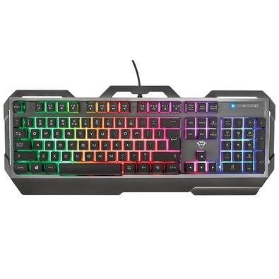 Teclado Gamer Trust GXT 856 Torac, LED Rainbow, USB, Anti-ghosting, Teclas Multimídia, Preto - 23577