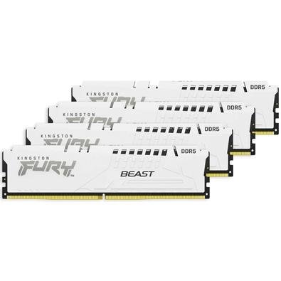 Memória Kingston Fury Beast, 128GB (4x32GB), 5200MHz, DDR5, CL40,para Intel XMP, Branco - KF552C40BWK4-128