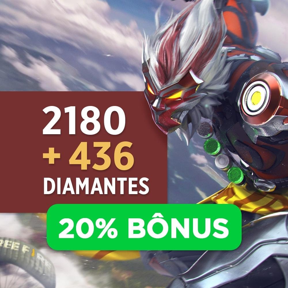 Free Fire - 2.180 Diamantes + 10% de Bônus