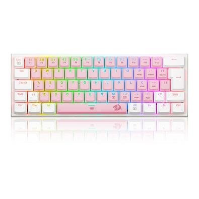 Teclado Mecânico Gamer Redragon Anivia, RGB, Switch Brown, Wired, ABNT2, Rosa e Branco - K614PW-RGB (PT-BROWN)