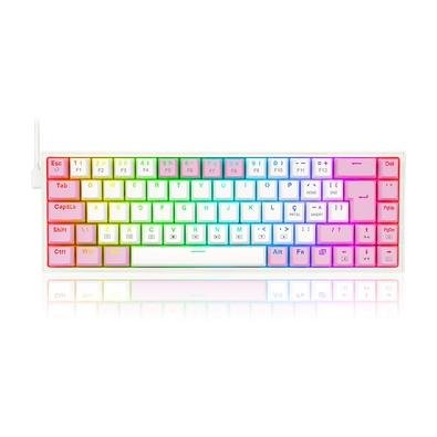 Teclado Mecânico Gamer Redragon Castor, RGB, Switch Blue, ABNT2, Branco e Rosa - K631WP-RGB (PT-BLUE)