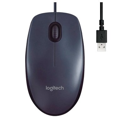 Mouse com fio USB Logitech M90 com Design Ambidestro e Facilidade Plug and Play - 910-004053