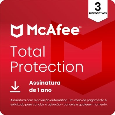 McAfee, Proteção para 3 Dispositivo, 1 Ano - MTP31BAM3RAAD