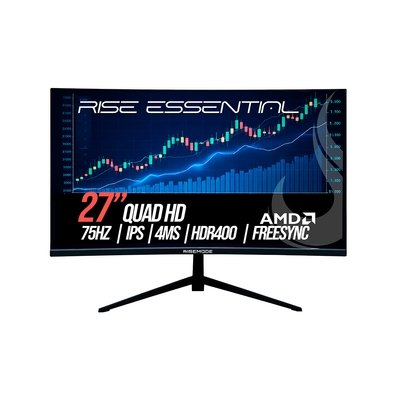 Monitor Gamer Rise Mode Essential 27", QHD, 4ms, IPS, FreeSync, HDR 400, FreeSync, HDMI e DisplayPort, sRGB 99%, Preto - RM-MOG-27F752K-B