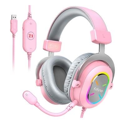 Headset Gamer Fifine Ampligame H6X, RGB, 7.1 Surround, 50mm, USB, PC, Móvel e Console, Rosa - H6XP