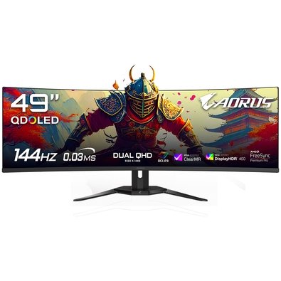 Monitor Gamer Gigabyte AORUS QD-OLED 49", Dual QHD, 144Hz, 0.03ms, FreeSync Premium Pro, HDR 400, USB-C, Altura Ajustável, Som Integrado - CO49DQ-SA