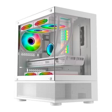 Gabinete Gamer Rise Mode Crystal Glass 02, Mid Tower, Lateral e Frontal em vidro, Branco - RM-CA-CY-02-FW