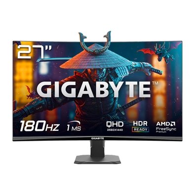 Monitor Gamer Gigabyte 27" QHD, 180Hz, 1ms, VA, DisplayPort 1.4 e HDMI 2.0, 122% sRGB, HDR, FreeSync - GS27QCA-SA