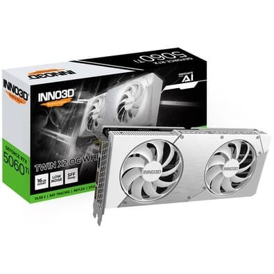 Placa de Video Inno3D RTX 5060 Ti Twin X2 OC white Geforce Nvidia, 16gb 128bits, DLSS 4 - N506T2-16D7X-191073W