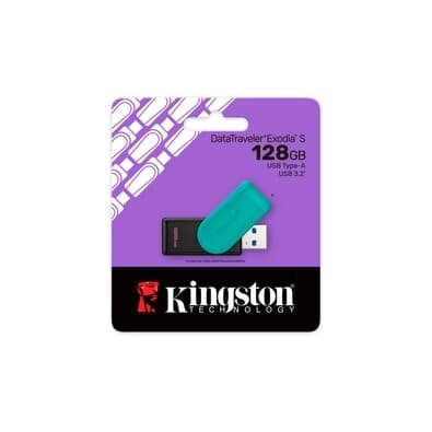 Pen Drive Kingston DataTraveler Exodia S, 128GB, USB 3.2, Gen 1, Turquesa - DTXS/128GB