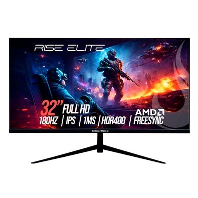 Monitor Gamer Rise Mode Prime 32", FHD, 180Hz, 1ms, IPS, FreeSync, HDR 400, HDMI e DisplayPort, sRGB 110%, Preto - RM-MOG-32F180FH-B