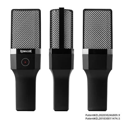 Microfone Gamer Redragon Adne, RGB, Condensador, Cardióide, USB Tipo-C, Preto - GM212