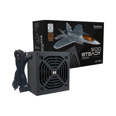 Fonte MACH1 Steady, 500W, 80 Plus Bronze, PFC Ativo, Preto - 500Steady