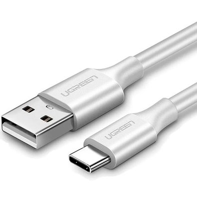 Cabo USB-A para Tipo C Ugreen, 2.0, Niquelado, 1m, Branco - UG-60121