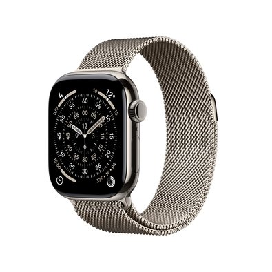 Apple Watch Series 11 GPS + Cellular, Caixa Natural de Titânio de 42 mm, Pulseira Natural Estilo Milanês - MF8P4AM/A