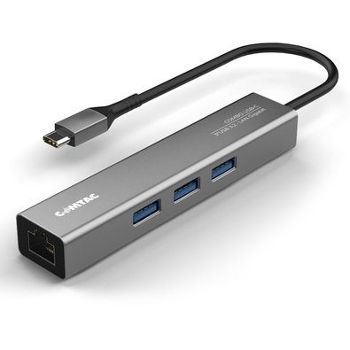 HUB Comtac USB-C 3.2 Gen 1, para 3x USB-A 3.2 Gen 1 e LAN Ethernet Gigabit, Alumínio - 20139454