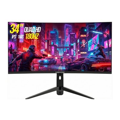 Monitor Gamer Rise Mode 34", QHD, 180Hz, 1ms, VA, HDMI e DisplayPort, Altura Ajustável, Som Integrado, Preto - RM-MONV03-34C1802K-B