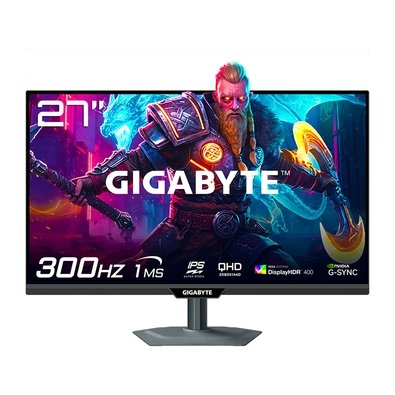 Monitor Gamer Gigabyte 27", QHD, 300Hz, 1ms, IPS, Adaptive-Sync, G-Sync, HDR 400, USB-C, Altura Ajustável, Preto - M27Q3