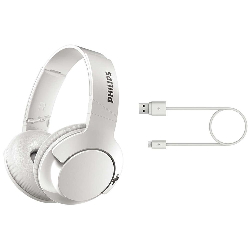 Headset Bluetooth Philips Bass+ Branco - SHB3175WT/00 Headset Bluetooth Philips Bass+ Branco - SHB3175WT/00