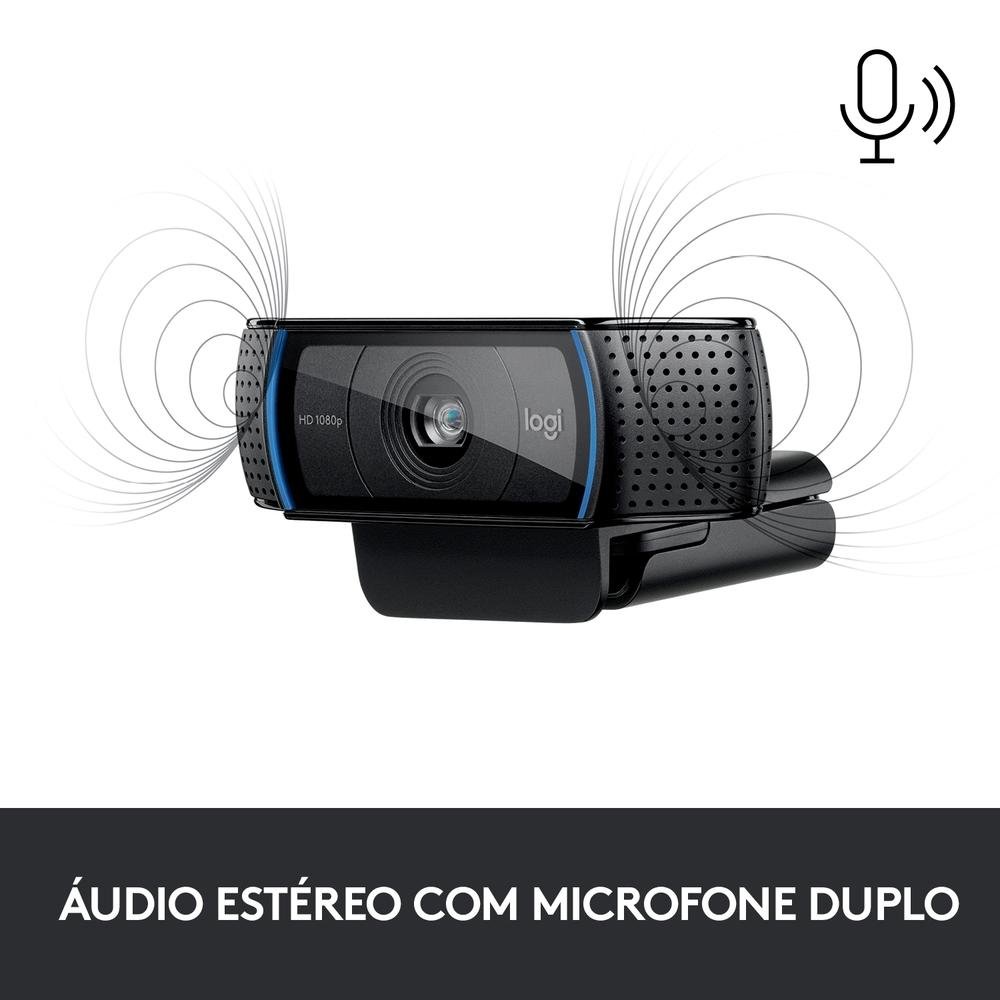 Webcam Full HD Logitech C920s com Microfone Embutido, Proteção de Privacidade, Widescreen 1080p, Compatível Logitech Capture - 960-001257