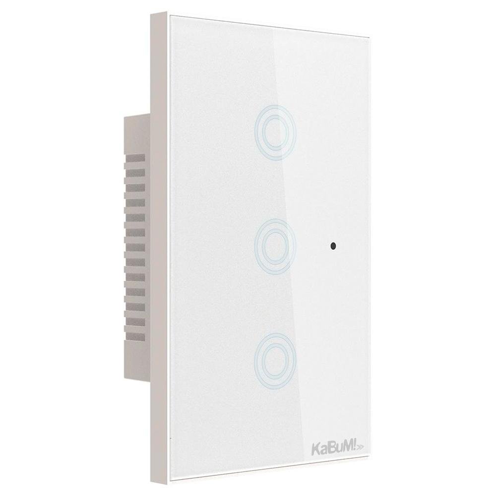 Interruptor KaBuM! Smart, Bivolt, 3 Botões, Branco, 15A, 50/60Hz, Smart Home
