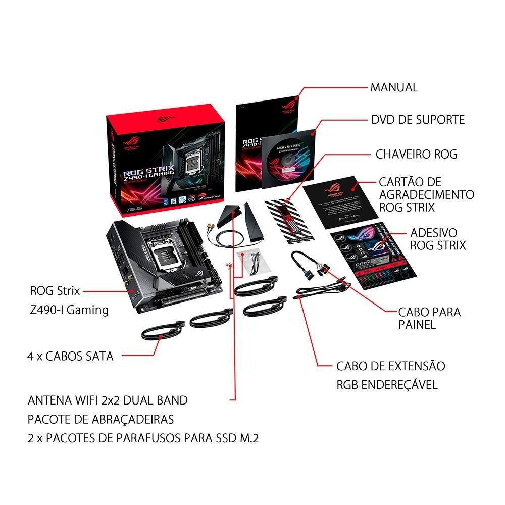 Placa Mãe Asus ROG Strix Z490-I Gaming, Intel LGA 1200, Mini-ITX