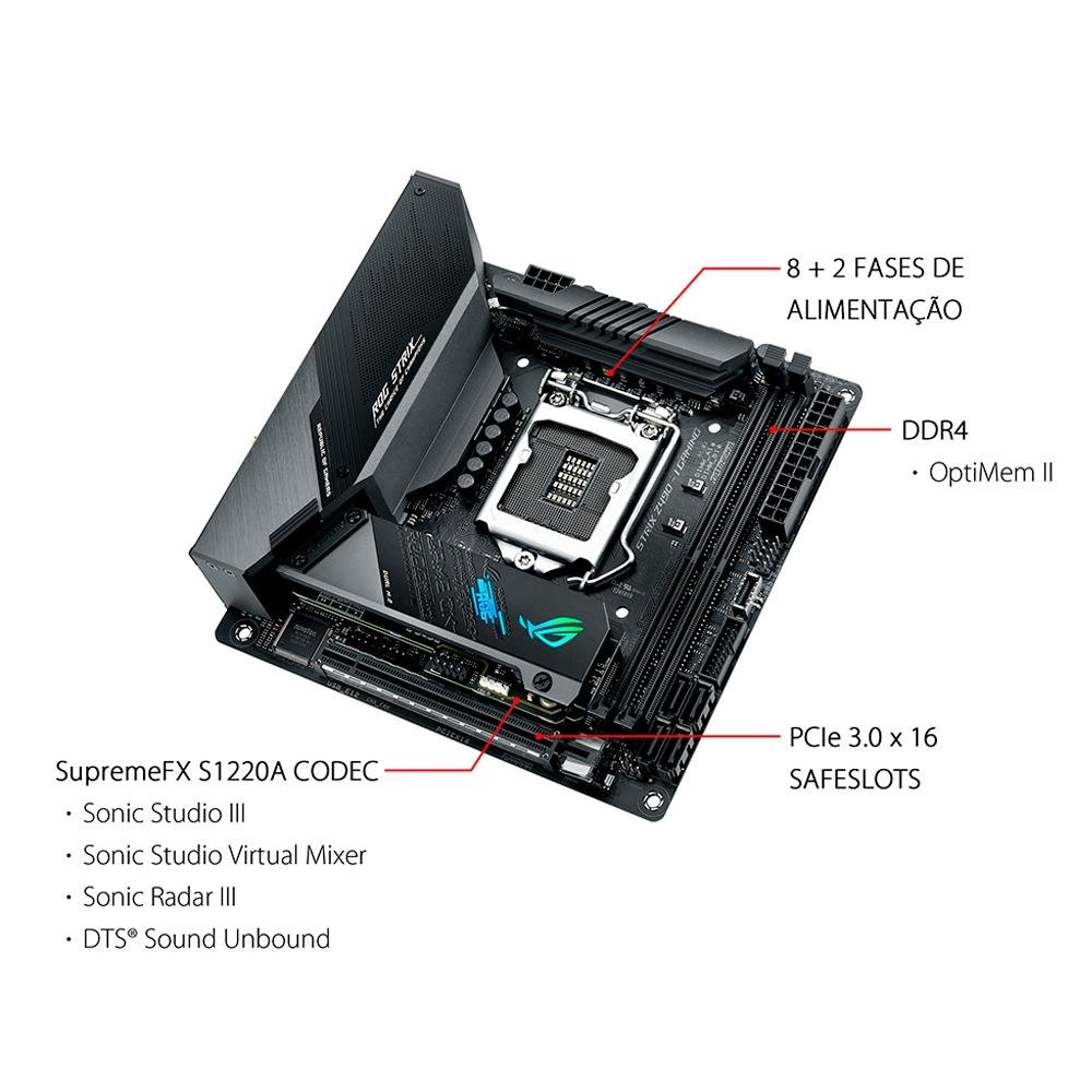 ASUS Z490-I GAMING i9-10850K メモリ32GB Placa Mãe Asus ROG Strix Z490-I Gaming, Intel LGA 1200, Mini-ITX