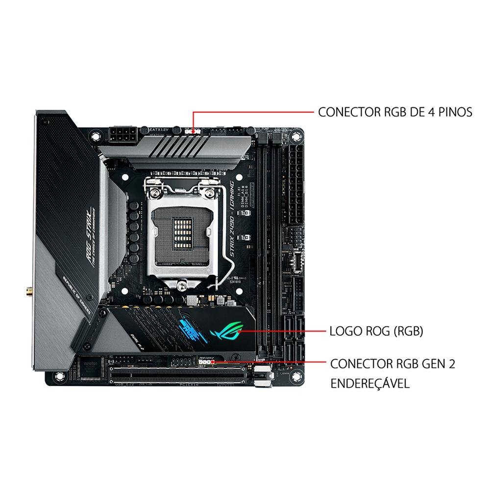 Placa Mãe Asus ROG Strix Z490-I Gaming, Intel LGA 1200, Mini-ITX