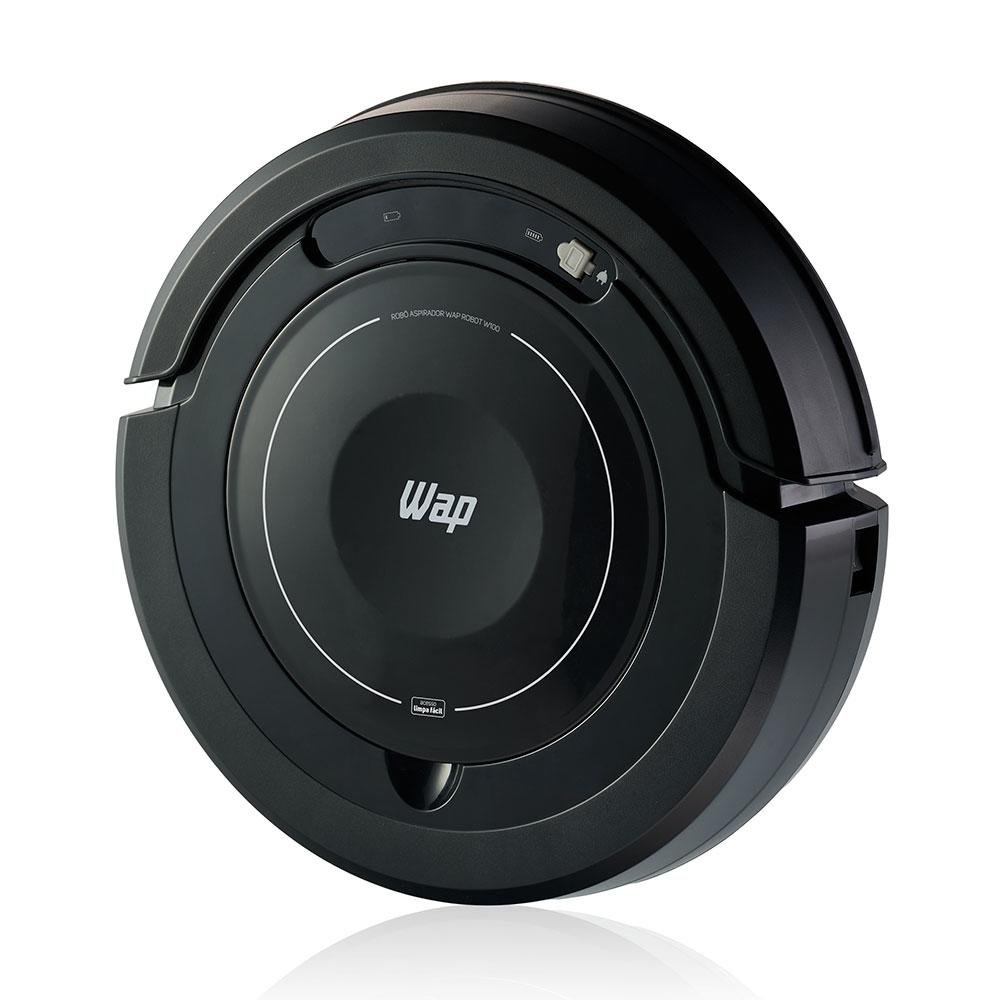 Aspirador de Pó Robô WAP ROBOT W100 Automático com MOP e Sensores Varre Aspira e Passa Pano, Carregador Bivolt - FW007429 Aspirador de Pó Robô WAP ROBOT W100 Automático com MOP e Sensores Varre Aspira e Passa Pano, Carregador Bivolt - FW007429