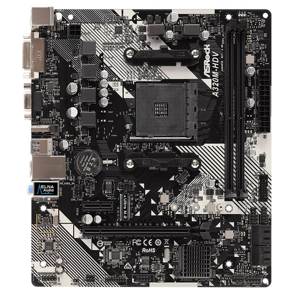 Placa Mãe ASRock A320M-HDV R4.0, AMD AM4, Micro ATX, DDR4 | KaBuM!