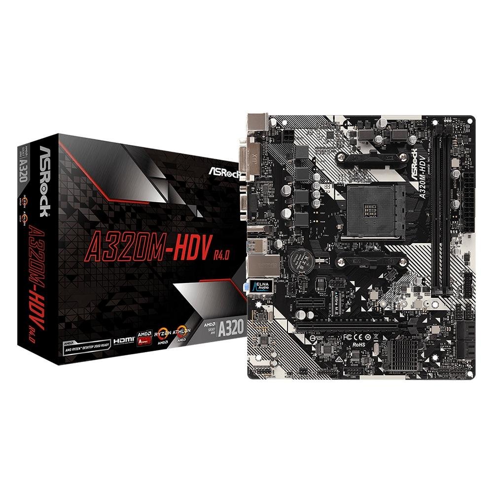 Placa Mãe ASRock A320M-HDV R4.0, AMD AM4, Micro ATX, DDR4 | KaBuM!