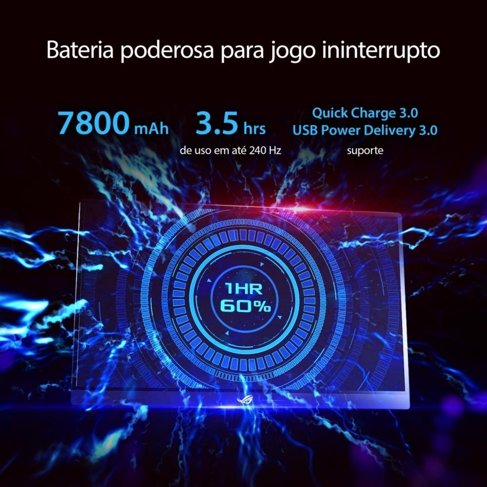 Monitor Gamer Portátil ASUS ROG Strix 17.3" FHD, IPS, Micro HDMI e DisplayPort, 240Hz, Kit ROG Tripé, Sacola, Smart Cover, Preto - XG17AHP Monitor Gamer Portátil ASUS ROG Strix 17.3" FHD, IPS, Micro HDMI e DisplayPort, 240Hz, Kit ROG Tripé, Sacola, Smart Cover, Preto - XG17AHP