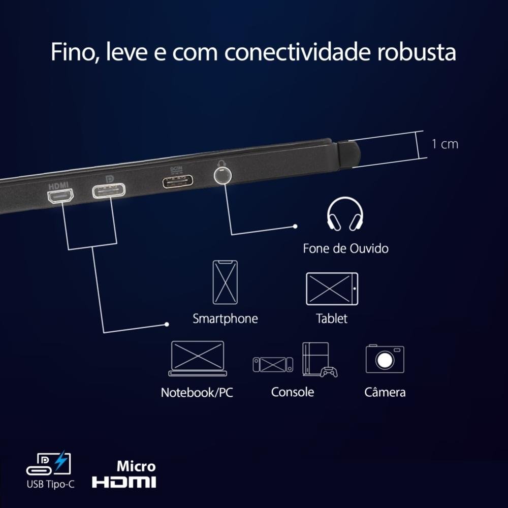 Monitor Gamer Portátil ASUS ROG Strix 17.3" FHD, IPS, Micro HDMI e DisplayPort, 240Hz, Kit ROG Tripé, Sacola, Smart Cover, Preto - XG17AHP Monitor Gamer Portátil ASUS ROG Strix 17.3" FHD, IPS, Micro HDMI e DisplayPort, 240Hz, Kit ROG Tripé, Sacola, Smart Cover, Preto - XG17AHP