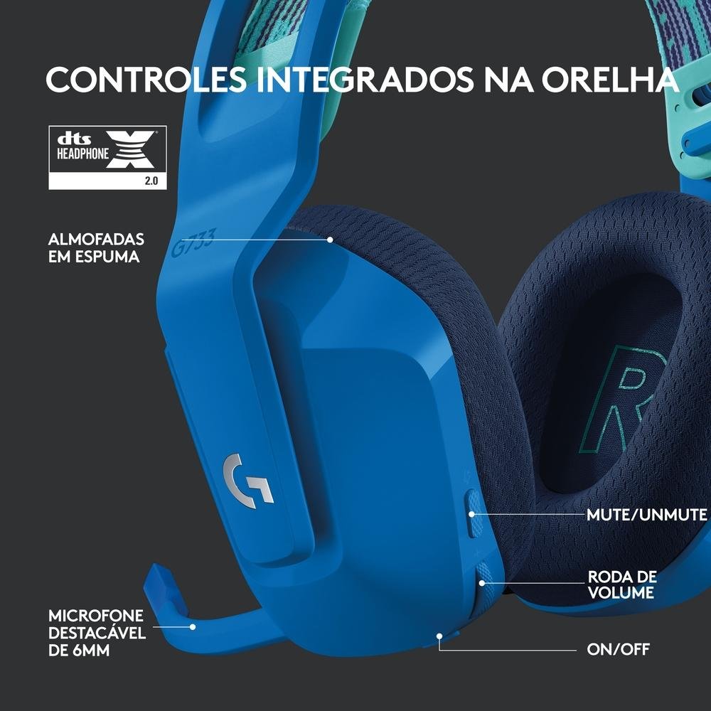 Headset Gamer Sem Fio Logitech G733 7.1 Dolby Surround RGB