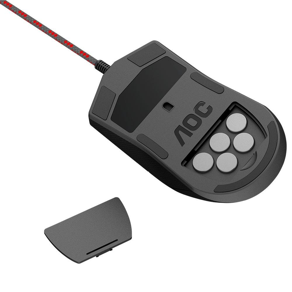 Mouse Gamer AOC Agon AGM700, RGB, 16000 DPI, 8 Botões, Preto - AGM700DRCB