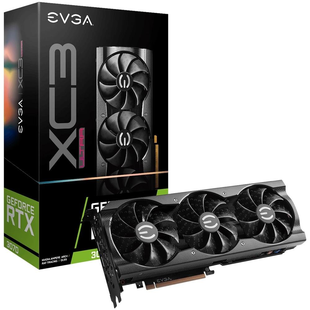 Placa de Vídeo EVGA NVIDIA GeForce RTX 3070 XC3 ULTRA GAMING, 8GB, GDDR6, iCX3 Cooling, ARGB LED - 08G-P5-3755-KR Placa de Vídeo EVGA NVIDIA GeForce RTX 3070 XC3 ULTRA GAMING, 8GB, GDDR6, iCX3 Cooling, ARGB LED - 08G-P5-3755-KR
