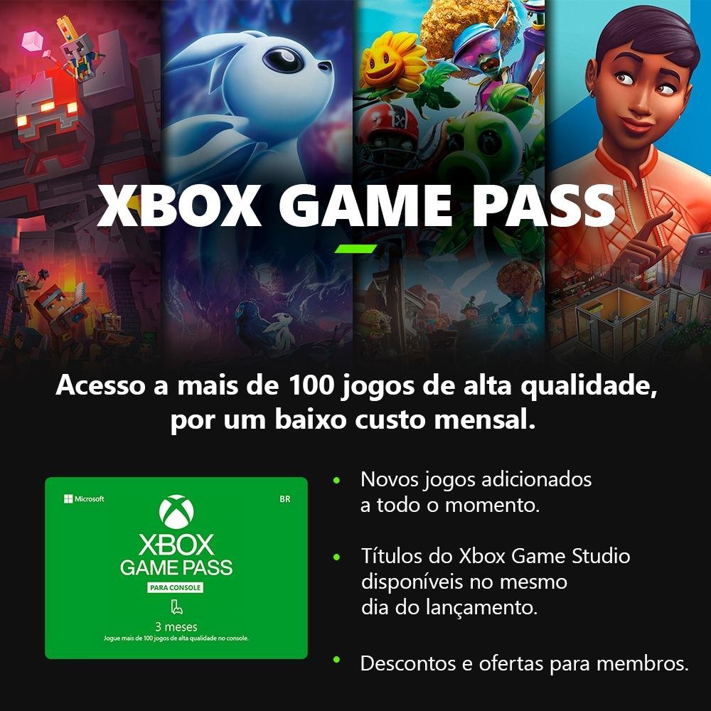Gift Card Xbox Game Pass para Console 3 Meses Código Digital