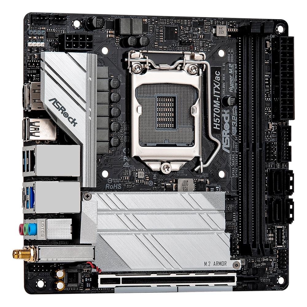 Placa Mãe ASRock H570M-ITX/ac, Intel LGA1200, Mini-ITX, DDR4, WiFi