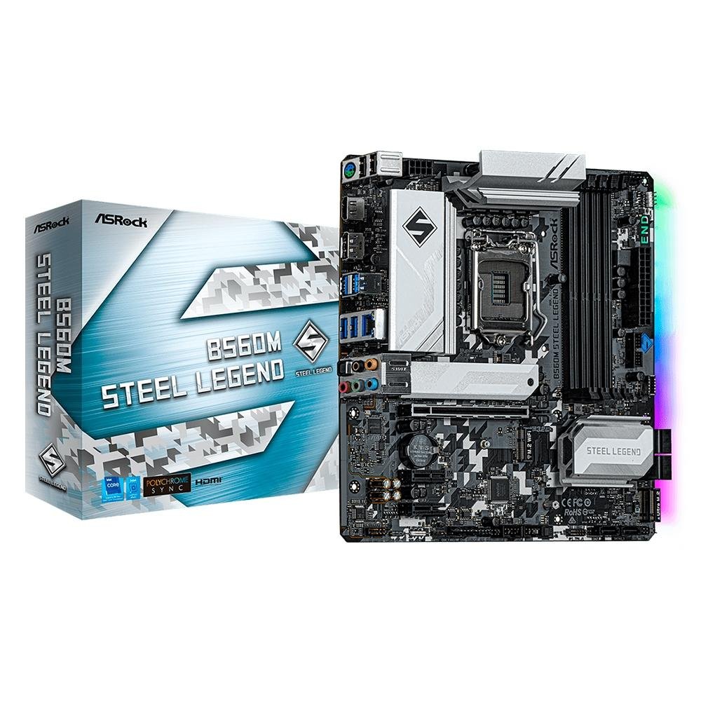 Placa Mãe ASRock B560M Steel Legend, Intel LGA 1200, Micro ATX