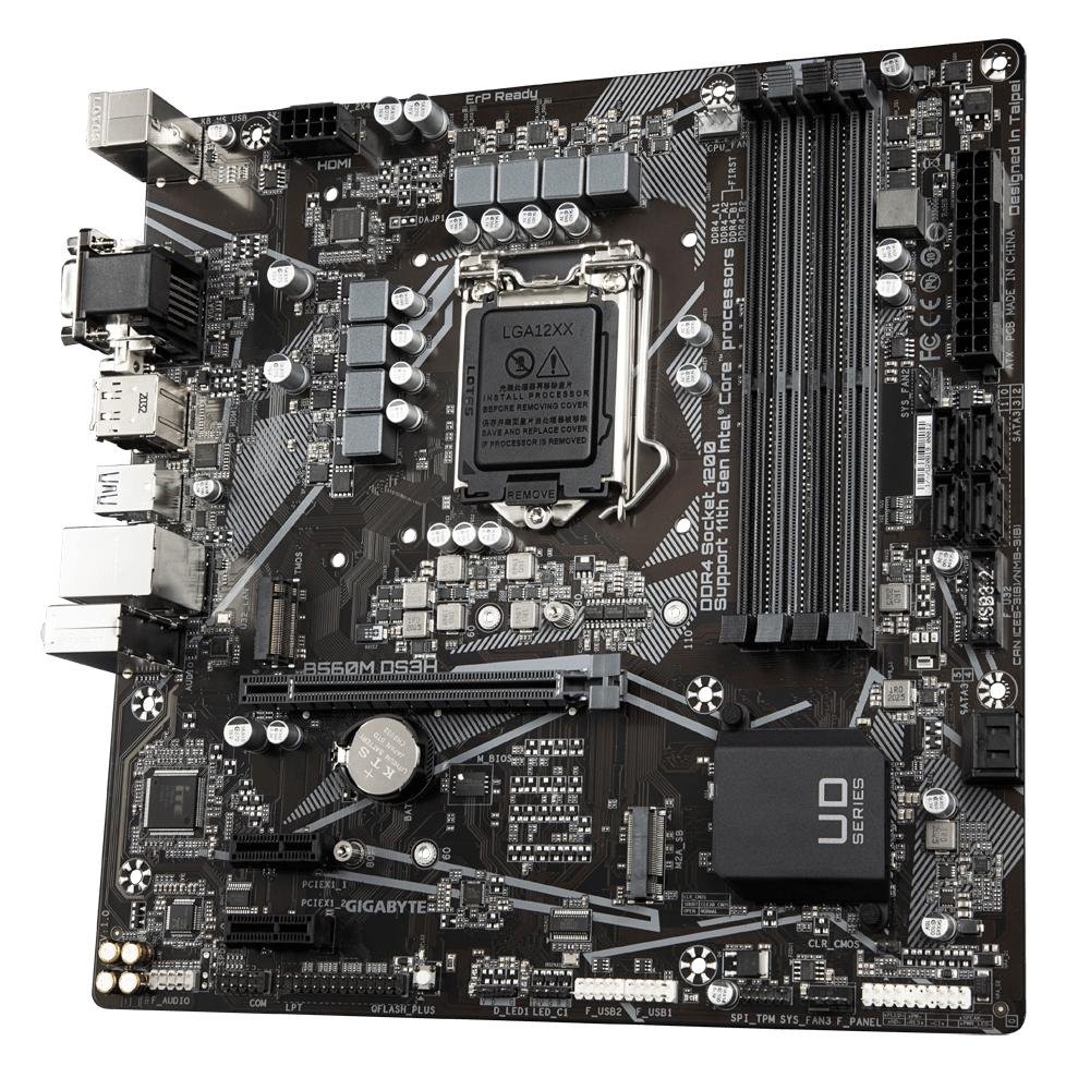 Placa-Mãe Gigabyte B560M DS3H, Rev. 1.0, Intel LGA 1200, Micro ATX, DDR4, Preto - B560M DS3H