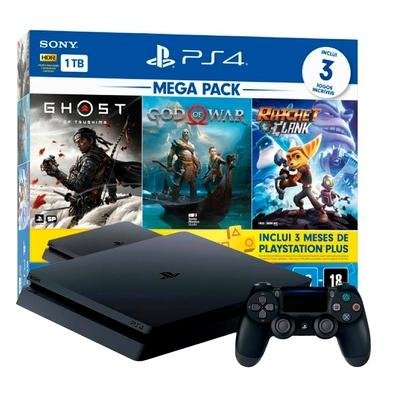 Menor preço em Console PlayStation 4 Mega Pack V18, 1TB, Ghost of Tsushima + God of War + Ratchet & Clank - 3006678