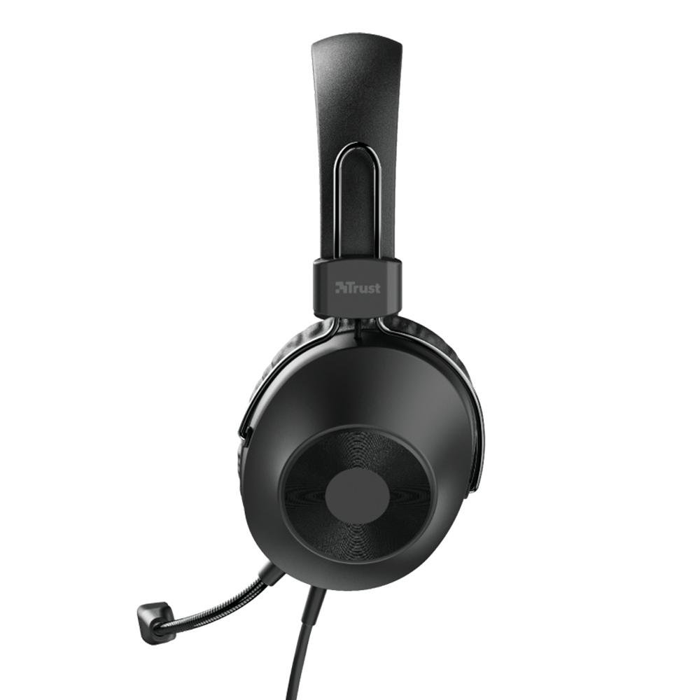 Headset Trust Over-Ear, Conexão USB, Driver 40mm, Cabo de 2m com Controle de Volume, Preto - 24132