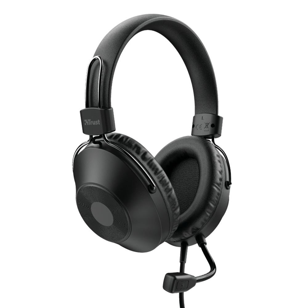 Headset Trust Over-Ear, Conexão USB, Driver 40mm, Cabo de 2m com Controle de Volume, Preto - 24132