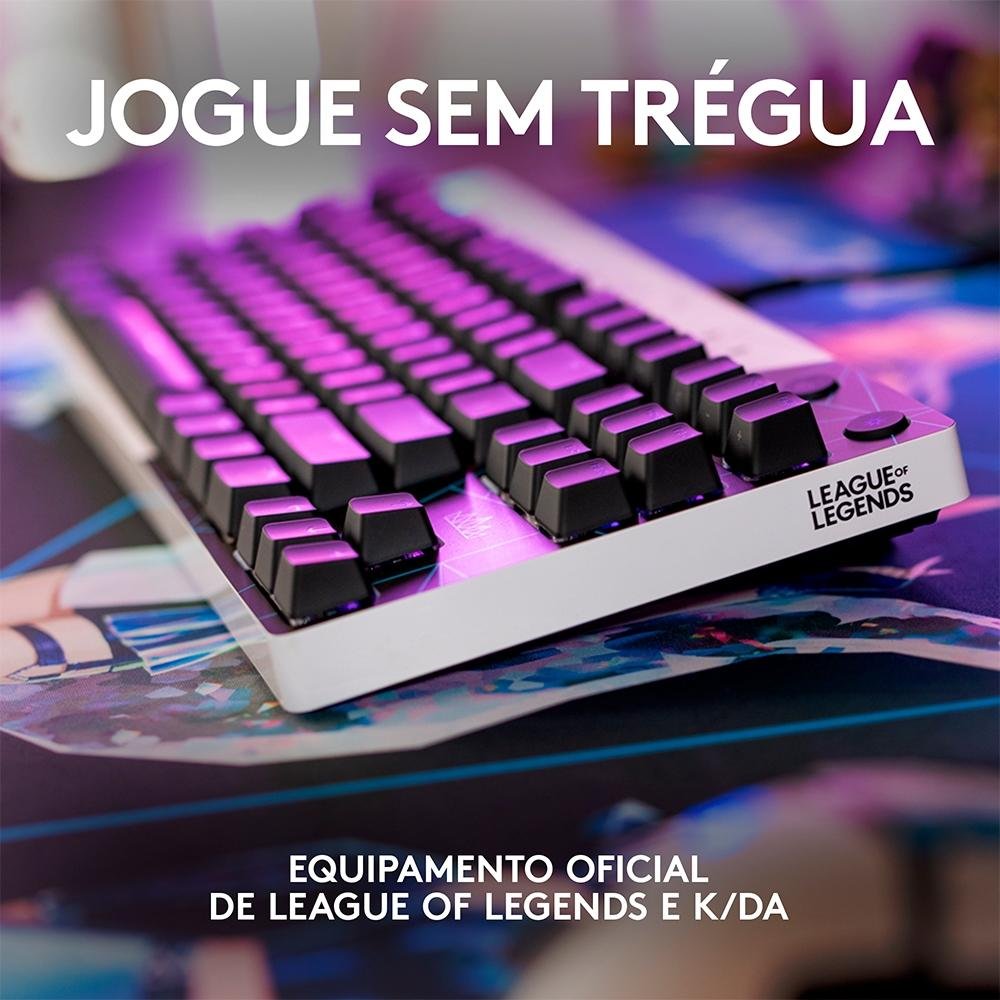 Teclado Mecânico Gamer Logitech G PRO K/DA Layout US, RGB, TKL, Cabo Destacável, GX Brown Tactile, Edição League of Legends KDA - 920-010074