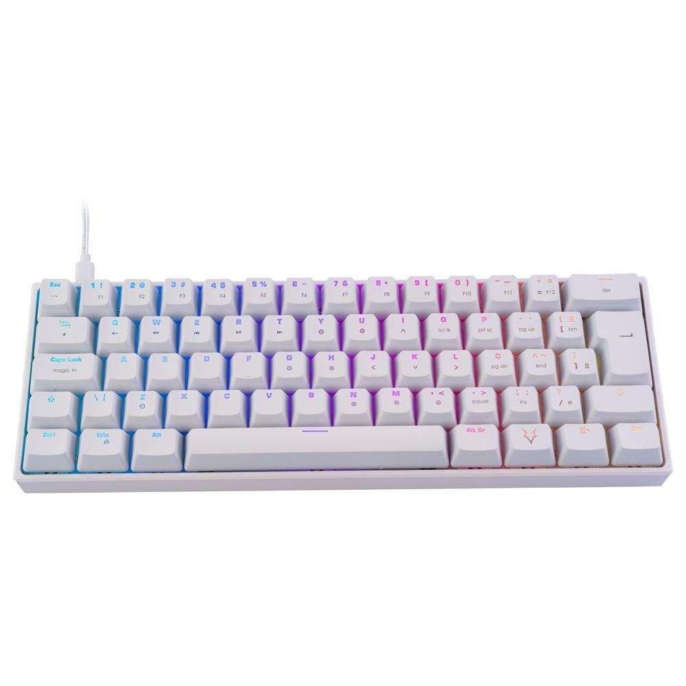 Teclado Mecânico Gamer Husky Gaming Blizzard, 60%, RGB, Switch Gateron Blue, ABNT2, Branco - HGMO022