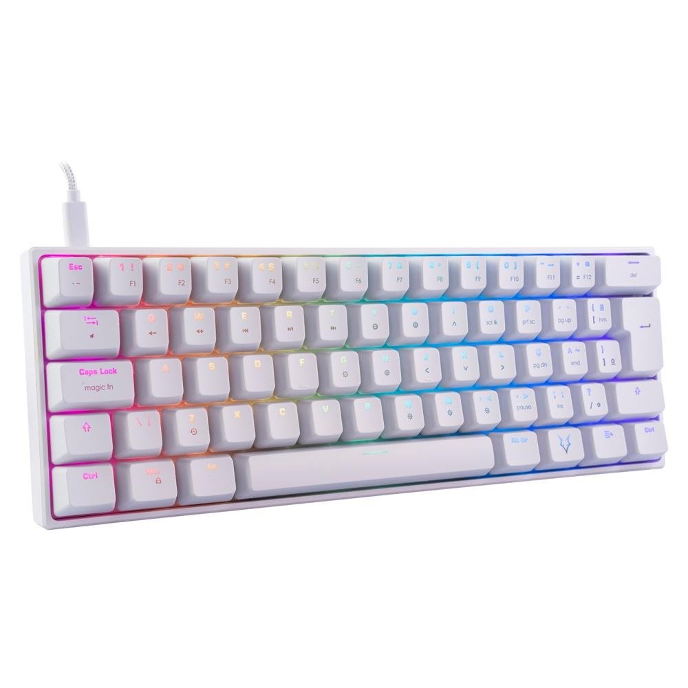 Teclado Mecânico Gamer Husky Gaming Blizzard, 60%, RGB, Switch Gateron Blue, ABNT2, Branco - HGMO022