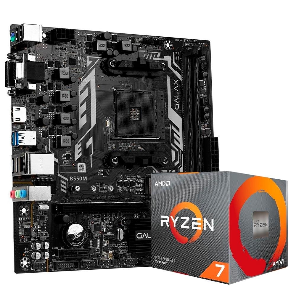 Kit Processador AMD Ryzen 7 3700X + Placa-Mãe GALAX B550M | KaBuM!