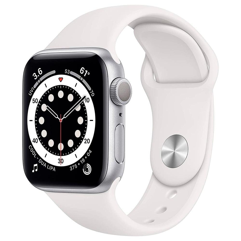 Apple Watch S6 44MM GPS com Case de Alumínio Silver e Sport Band Branco - M00D3LL/A Apple Watch S6 44MM GPS com Case de Alumínio Silver e Sport Band Branco - M00D3LL/A